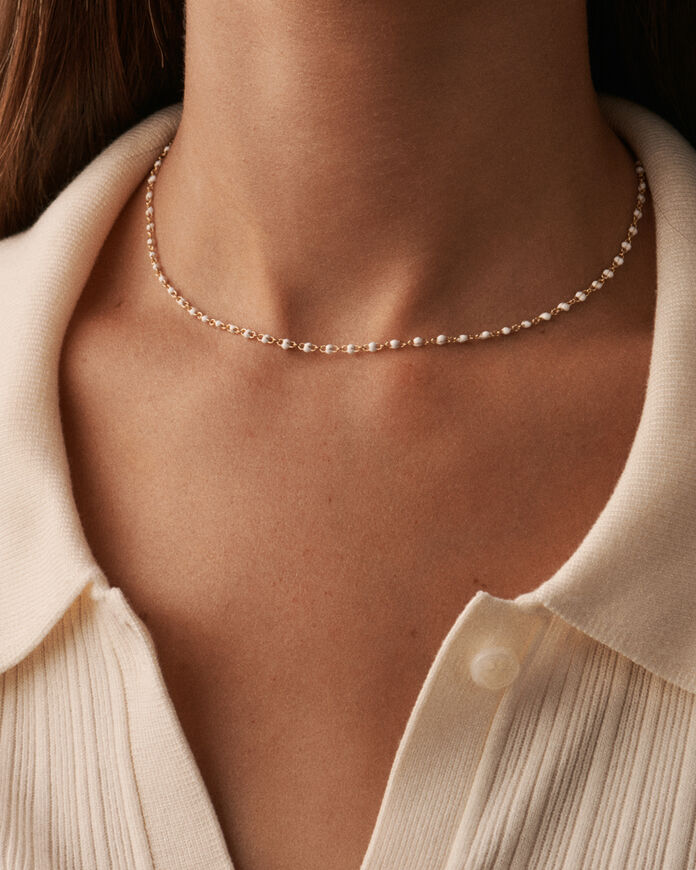 Collar corto SMARTY - Blanco / Oro - Collares  | Agatha