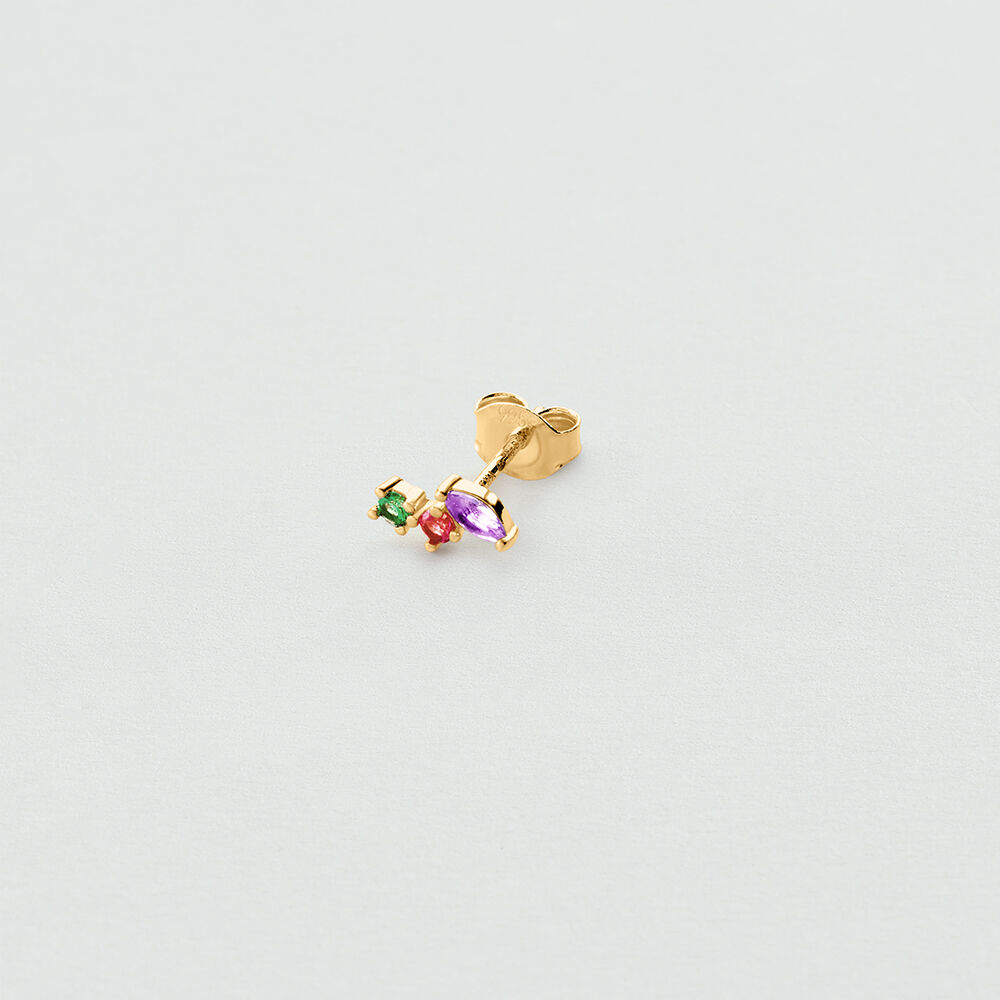 Pendiente corto individual ESTRELLAS MIX & MATCH - Multicolor / Oro - Pendientes cortos  | Agatha