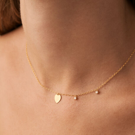 Collar corto CORAZON - Cristal / Dorado - Collares  | Agatha