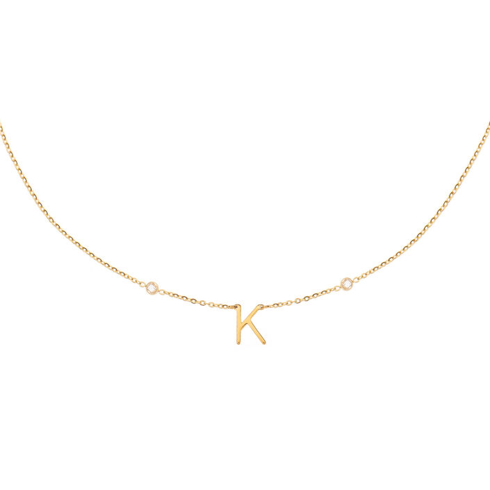 Collar corto LETTRE K - Cristal / Oro - Collares  | Agatha