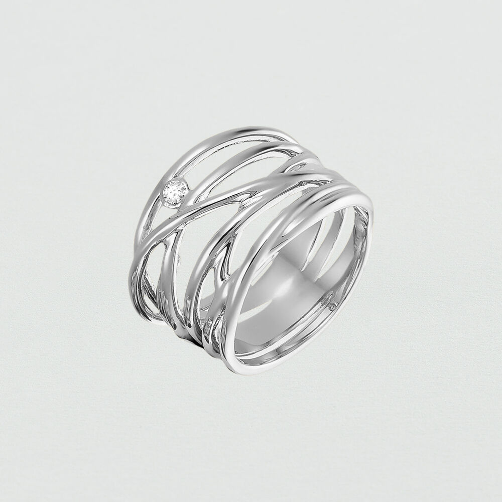 Anillo ancho ATLAS - Cristal / Plateado - Anillo ancho  | Agatha