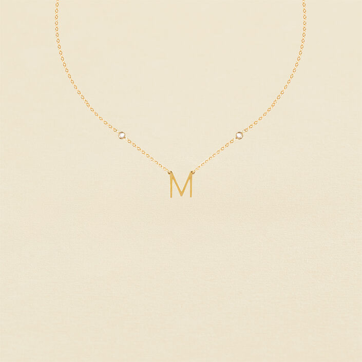 Collar corto LETTRE M - Cristal / Dorado - Collares  | Agatha