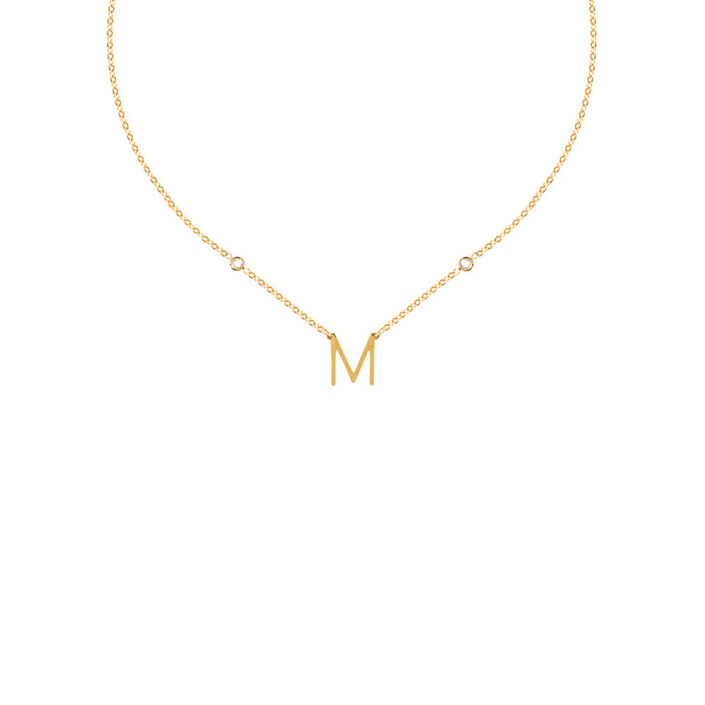 Collar corto LETTRE M - Cristal / Oro - Collares  | Agatha
