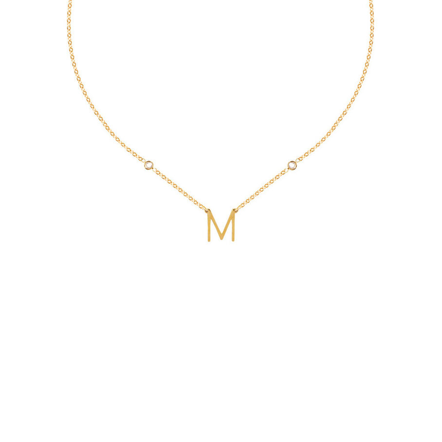 Collar corto LETTRE M - Cristal / Oro