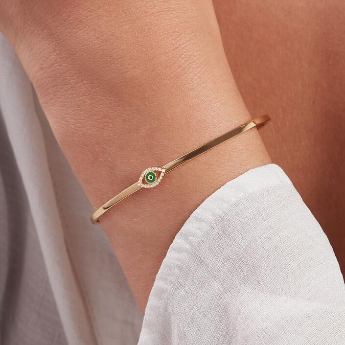 Pulsera rígida LUCKY EYE - Verde / Dorado - Pulseras  | Agatha