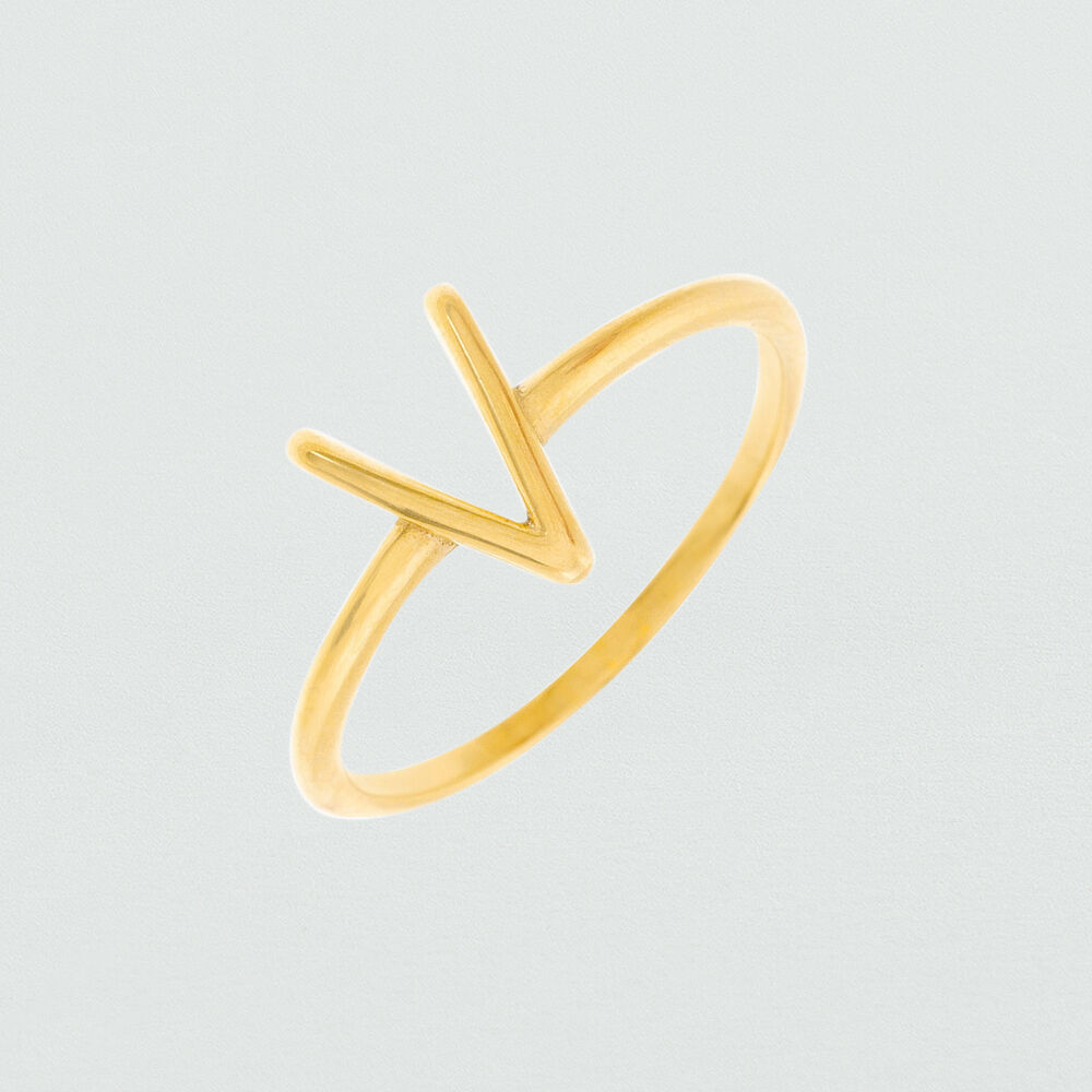 Anillo fino LETTRE V - Dorado - Anillos  | Agatha