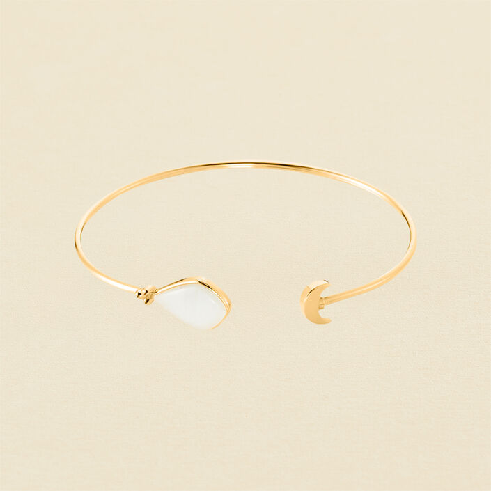 Pulsera rígida CREPUSCULE - Blanco / Oro - Pulseras  | Agatha