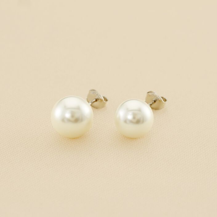 Pendientes cortos PERL - Perla / Plata - Pendientes  | Agatha