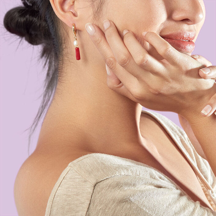 Pendientes largos DEESSE - Roja / Blanco - Pendientes  | Agatha