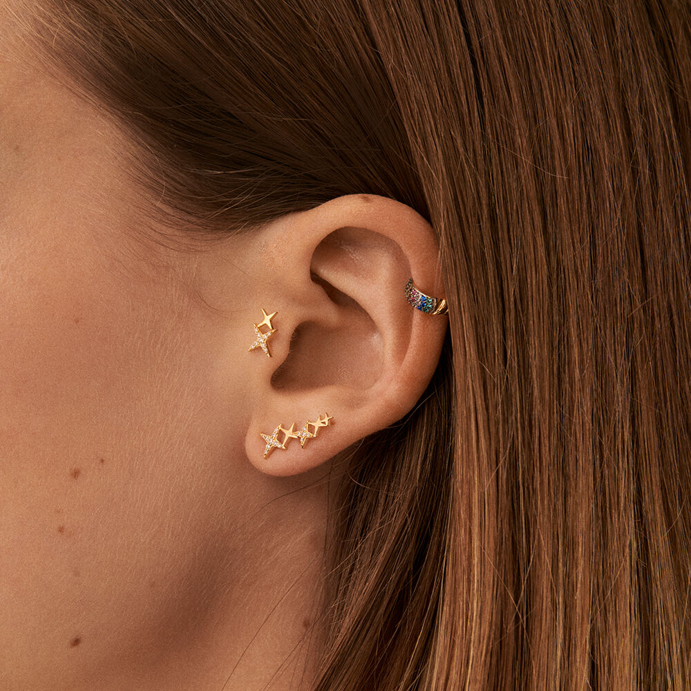 Pendiente corto individual ESTRELLAS MIX & MATCH - Cristal / Dorado - Pendientes  | Agatha