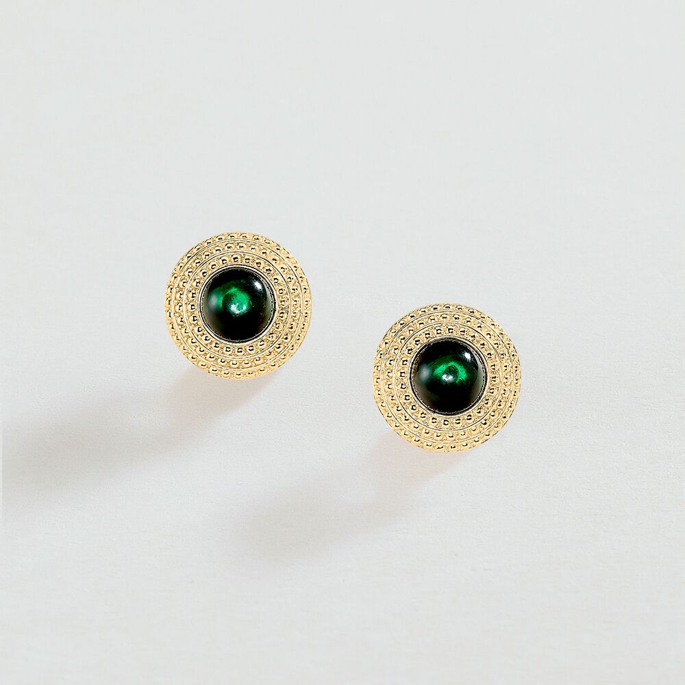 Pendientes de clip N-13 - Verde / Dorado - Pendientes de clip  | Agatha