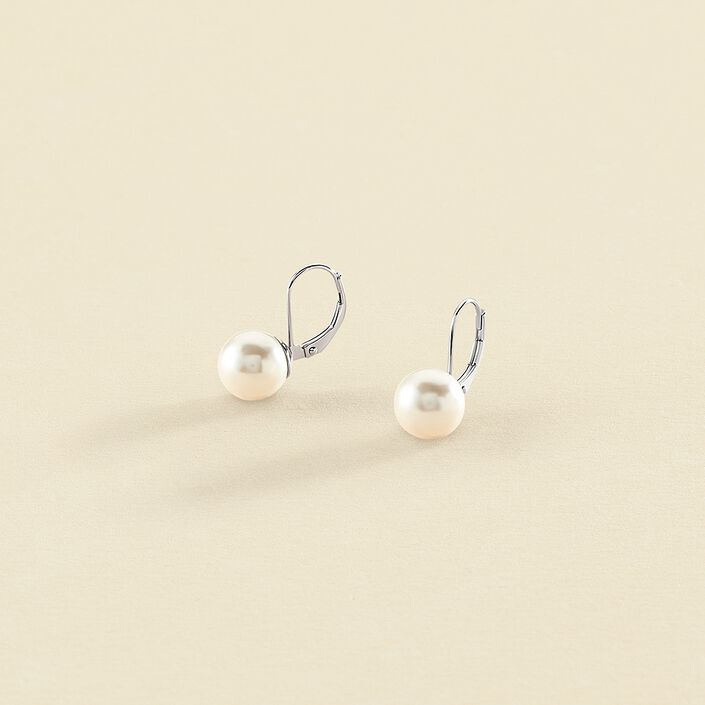 Pendientes largos PEARLY - Perla / Plata - Pendientes  | Agatha