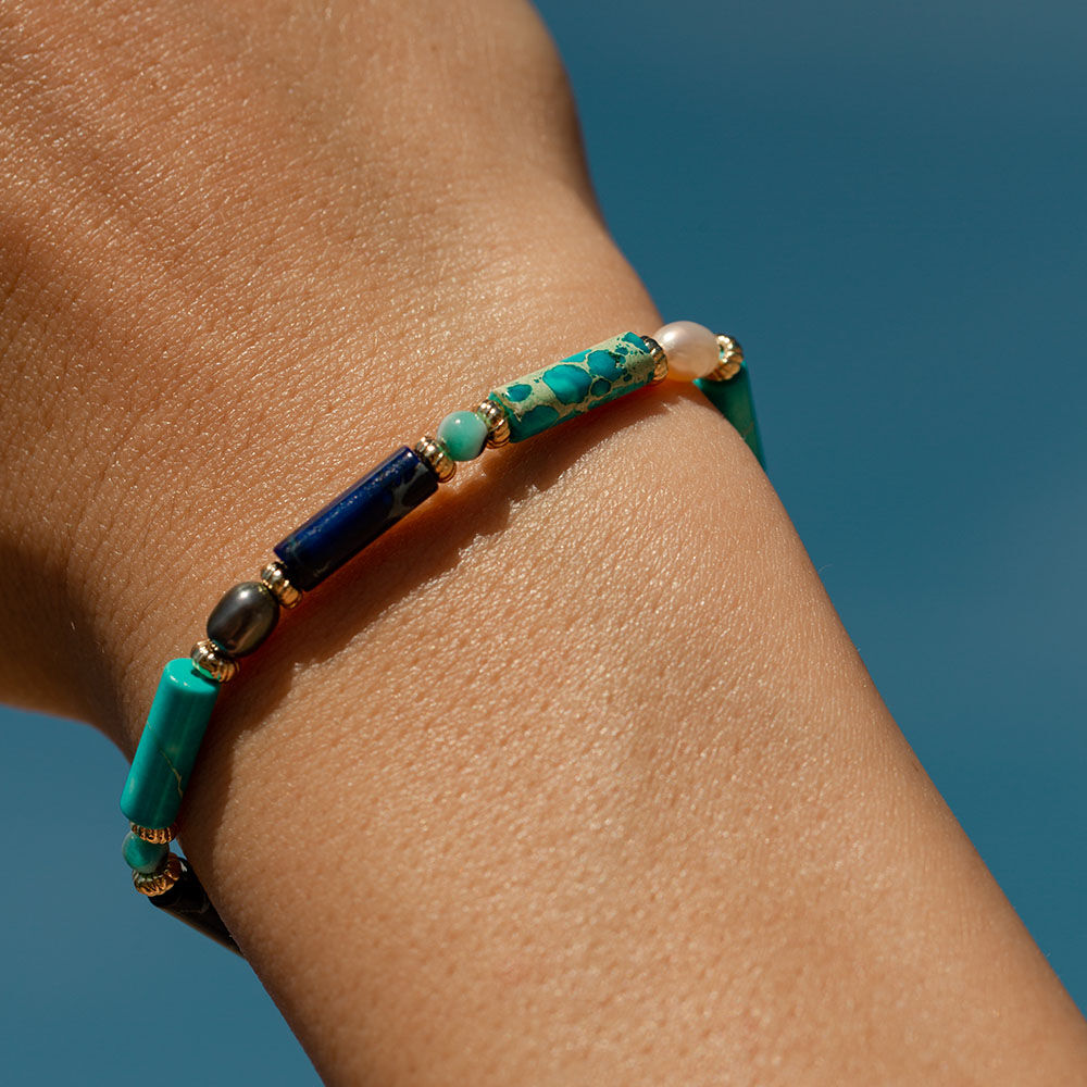 Pulsera de cadena CYCLADES - Azul / Oro - Pulsera de cadena  | Agatha