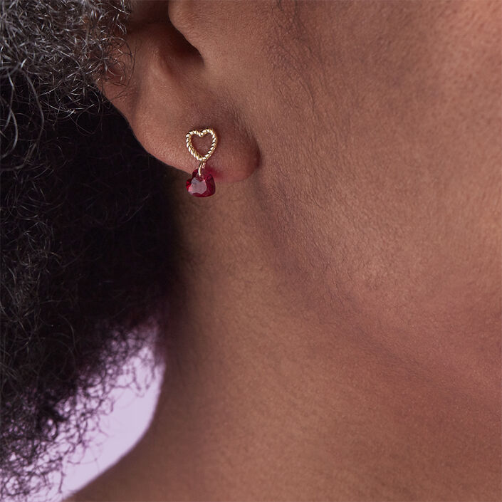Pendientes cortos BEGUIN - Rojo / Oro - Pendientes  | Agatha
