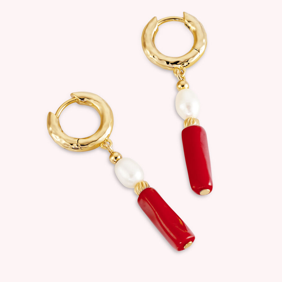 Pendientes largos DEESSE - Roja / Blanco 02380408-866-TU |