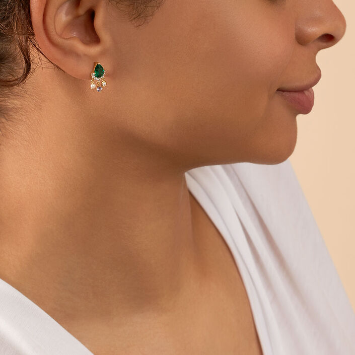 Pendientes largos ASTRE - Verde / Dorado - Pendientes  | Agatha