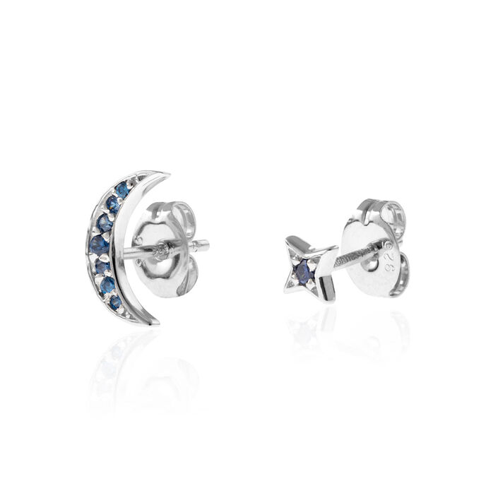 Pendientes cortos PENICHE - Azul / Plata - Pendientes  | Agatha