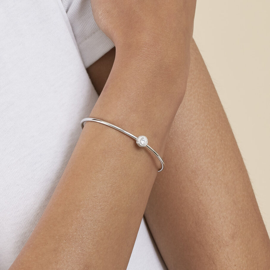 Pulsera rígida IMPERIAL - Cristal / Plateado - Pulseras  | Agatha