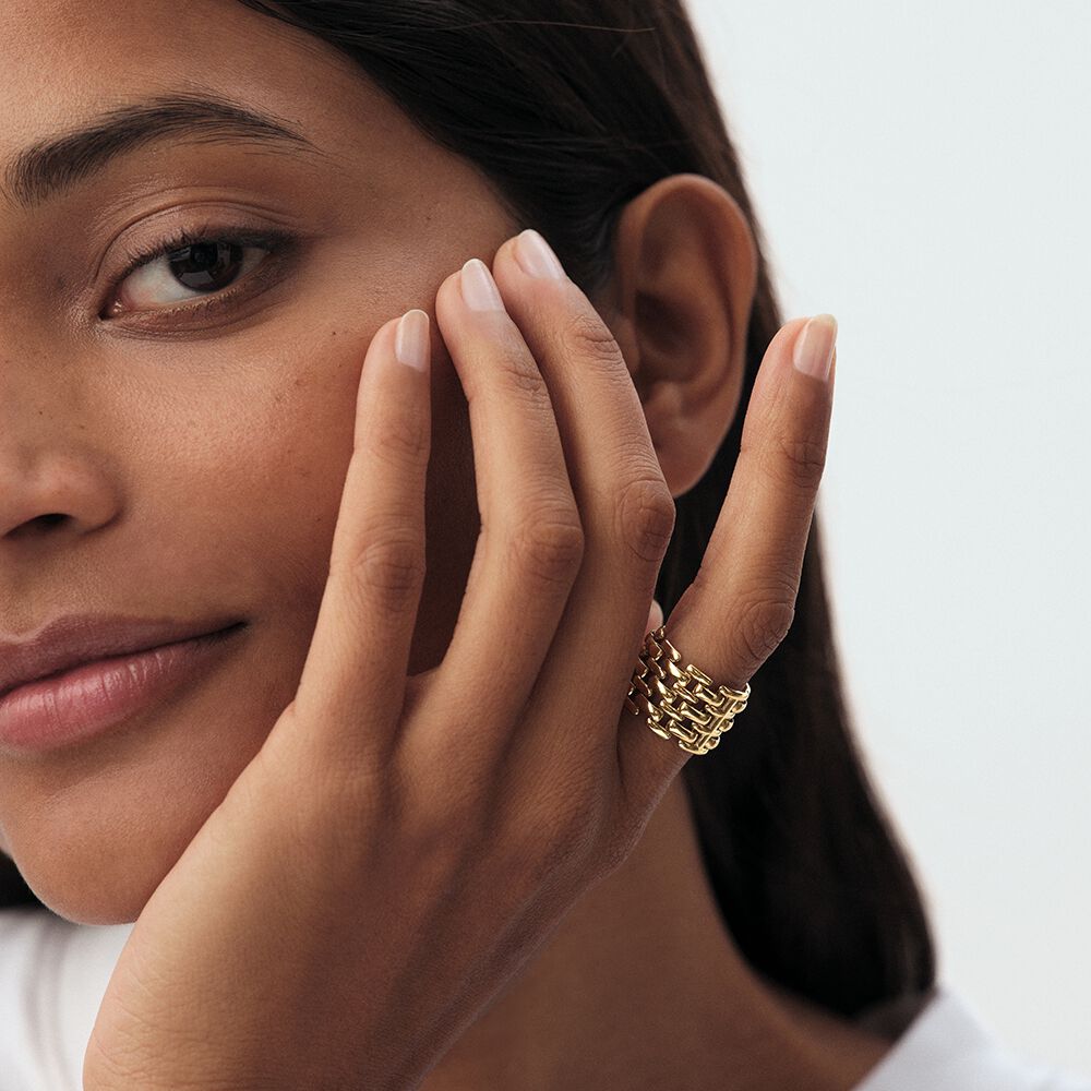 Anillo ancho MINUIT - Dorado - Anillos de fantas&iacute;a  | Agatha