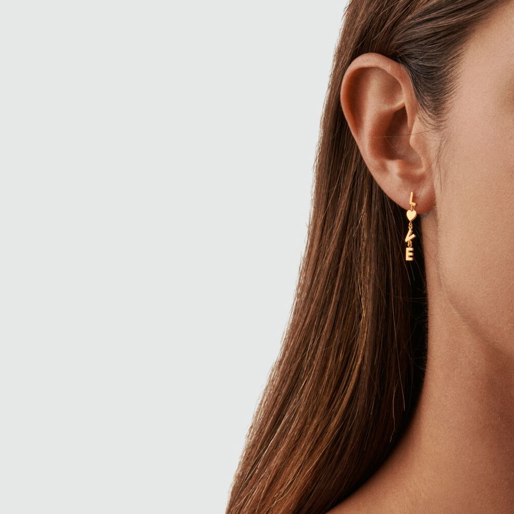 Pendientes largos WITH LOVE - Dorado - Pendientes largos  | Agatha