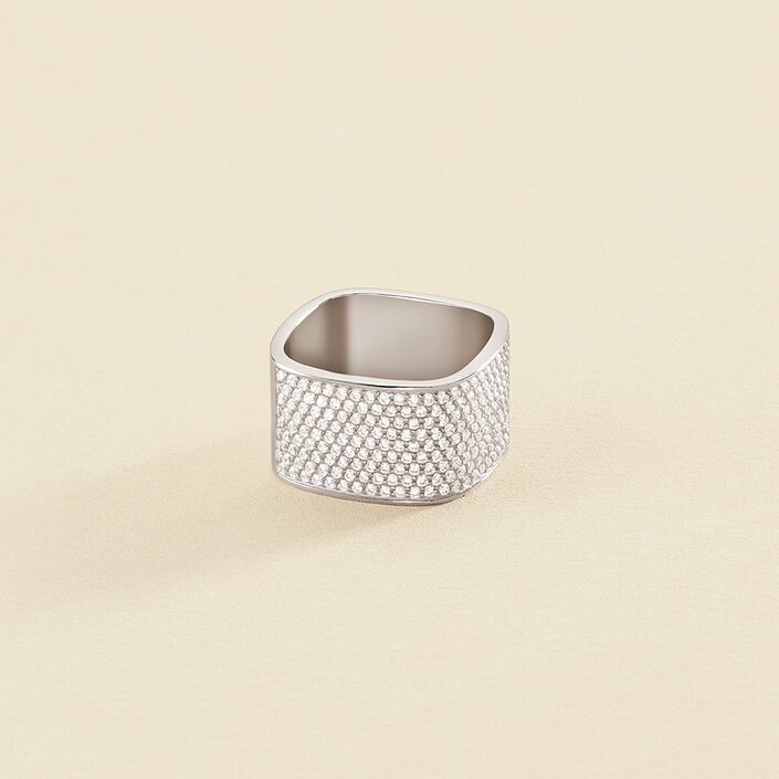 Anillo ancho SISSI - Cristal / Plateado - Anillos  | Agatha