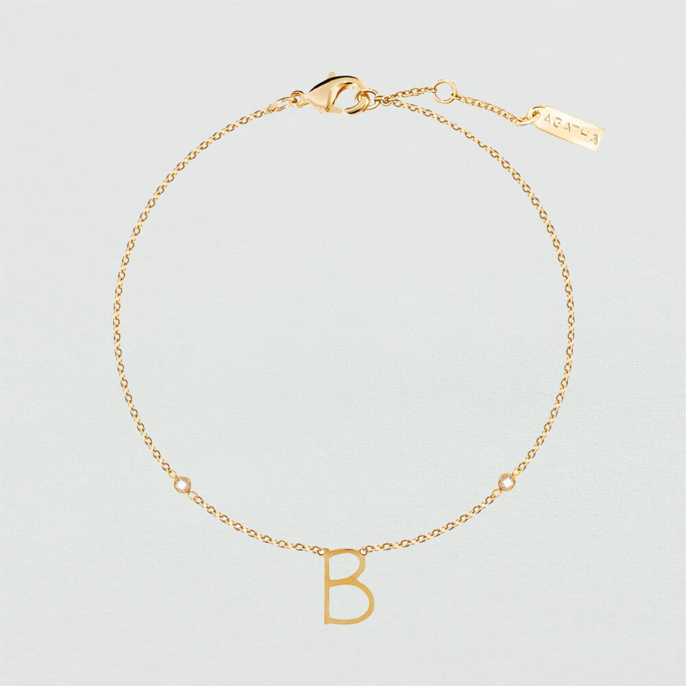 Pulsera de cadena LETTRE B - Cristal / Dorado - Pulsera de cadena  | Agatha