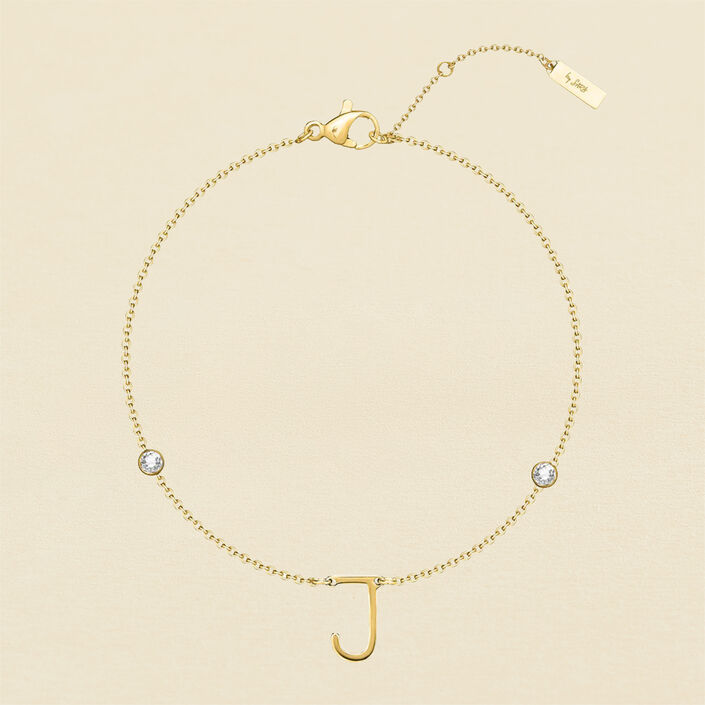 Pulsera de cadena LETTRE J - Cristal / Dorado - Pulseras  | Agatha