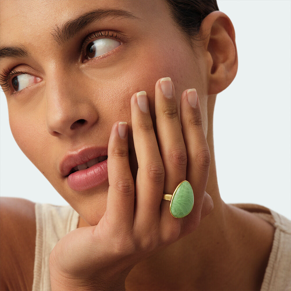 Anillo ancho CALMA - Verde / Dorado - Anillos  | Agatha