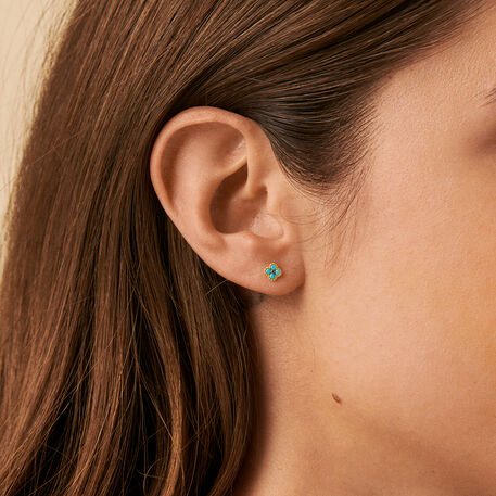 Pendientes cortos BELOVED - Turquesa / Oro - Pendientes  | Agatha