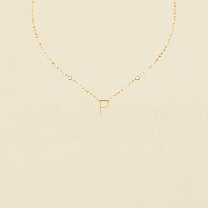 Collar corto LETTRE P - Cristal / Dorado - Collares  | Agatha