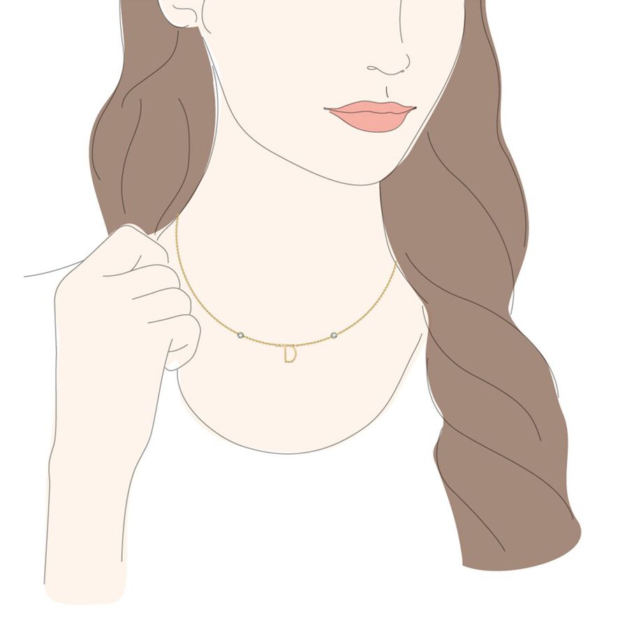 Collar corto LETTRE D - Cristal / Oro - Collares  | Agatha