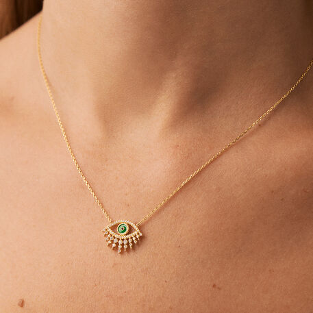 Collar midi LUCKY EYE - Verde / Dorado - Collares  | Agatha