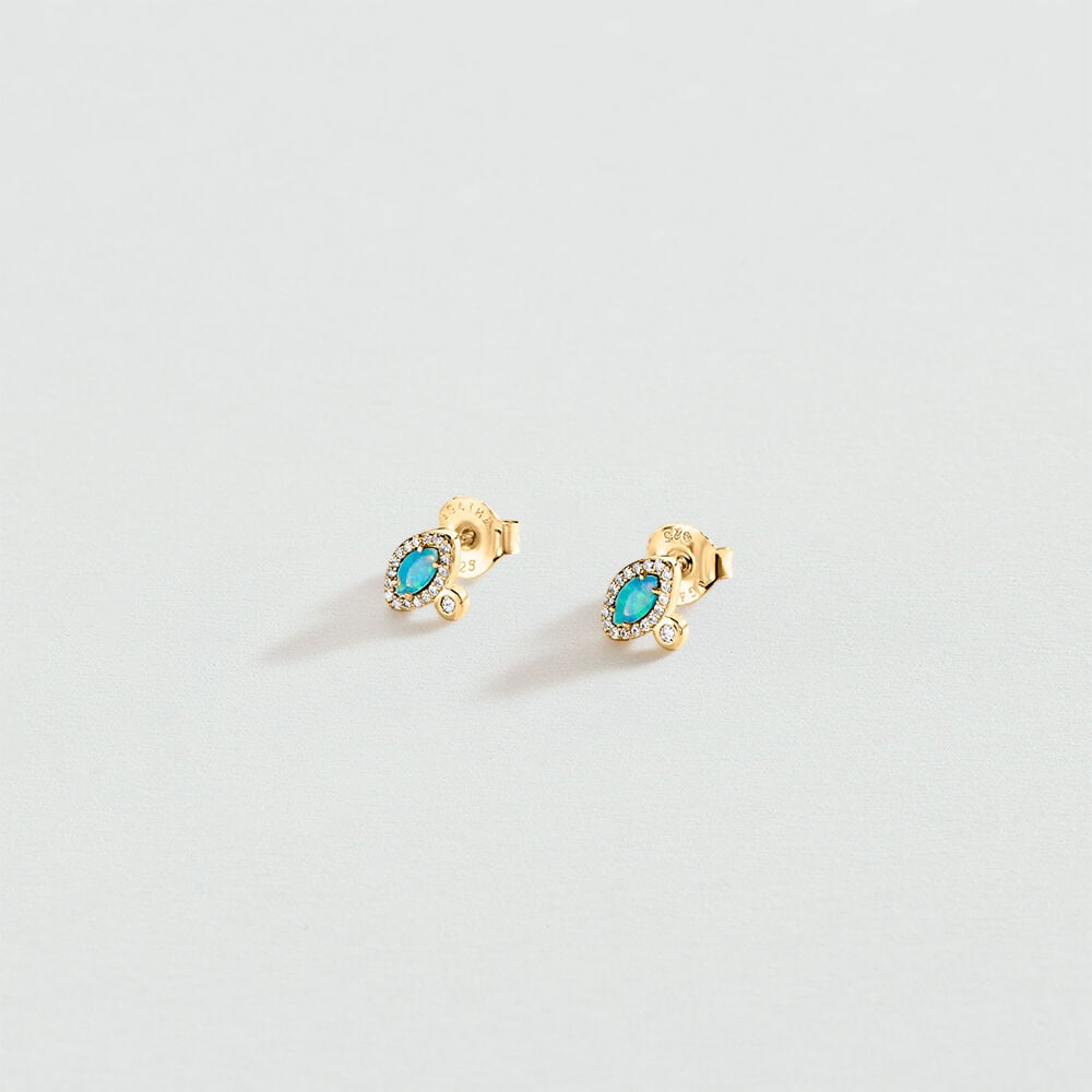 Pendientes cortos OPALE - Opalo / Dorado - Pendientes cortos  | Agatha