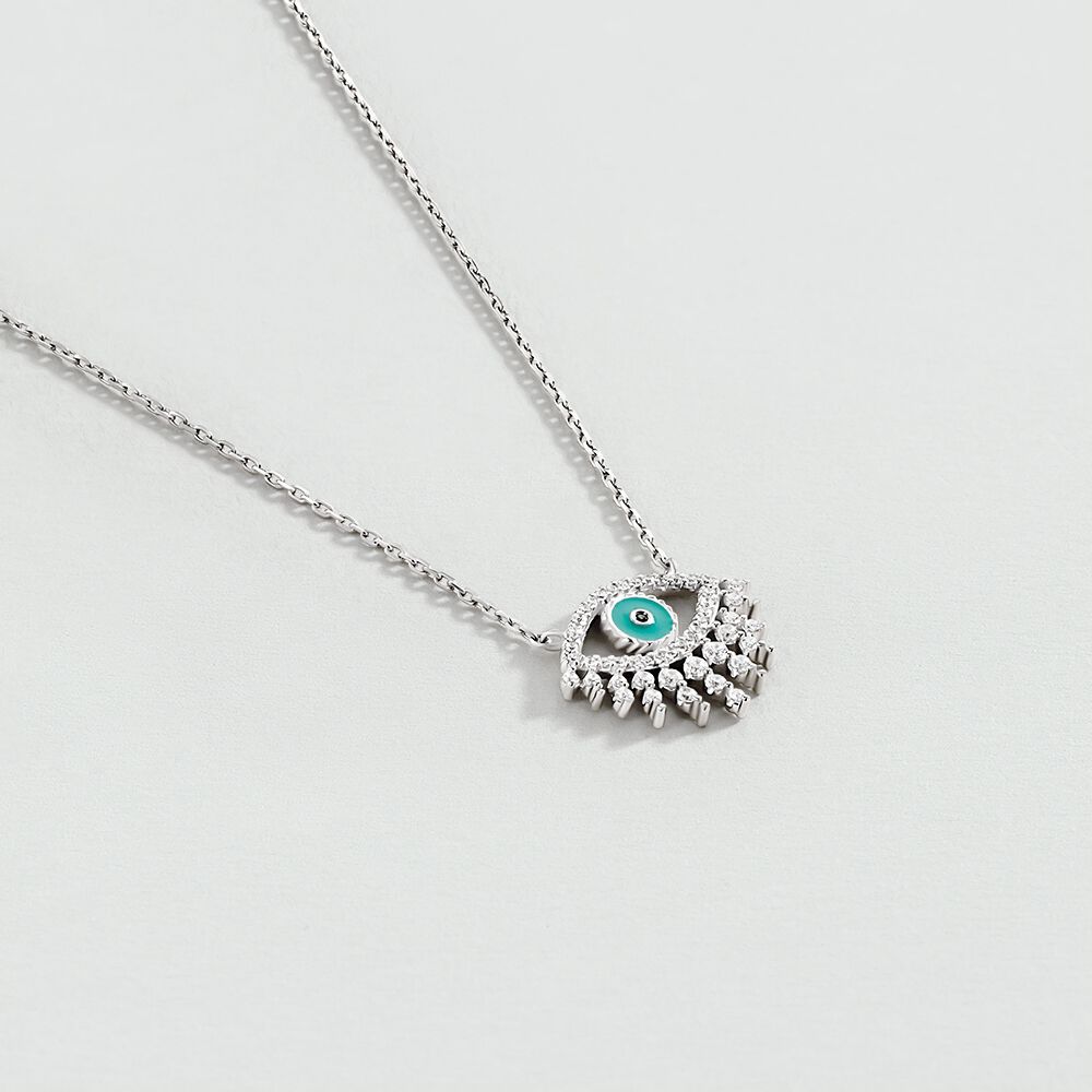 Collar midi LUCKY EYE - Turquesa / Plata - Collares  | Agatha