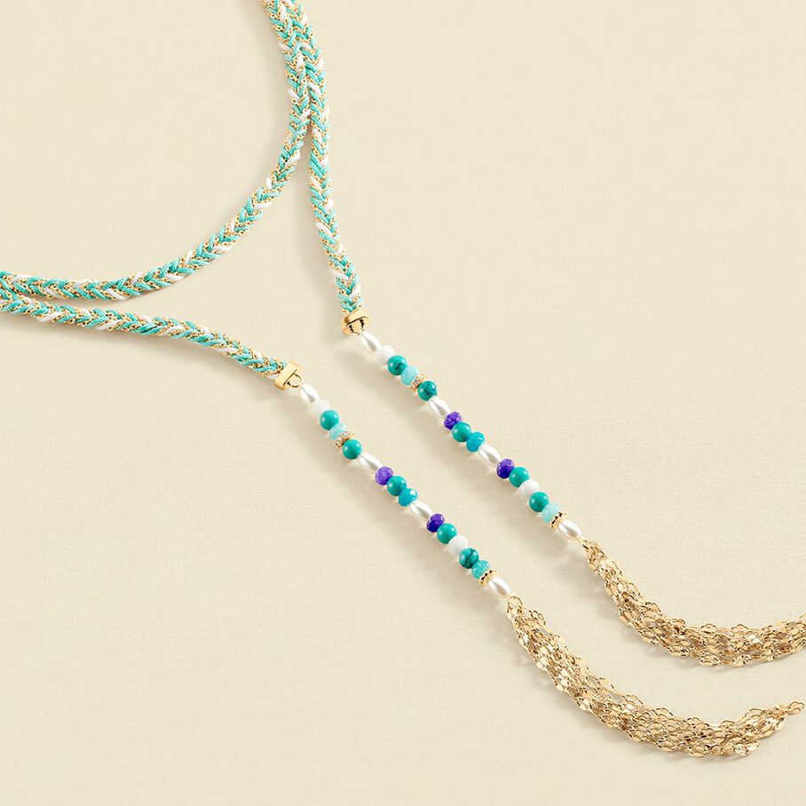 Collar largo ADICTION - Azul / Oro - Collares  | Agatha