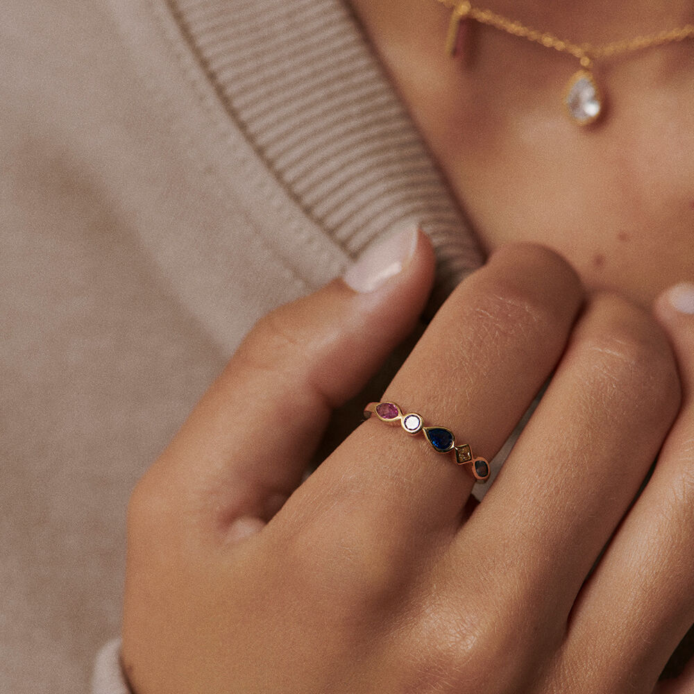 Anillo fino SIMETRIA - Multicolor / Oro - Anillos de fantasía  | Agatha