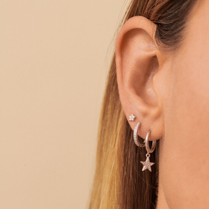 Piercing criolla ESTRE - Cristal / Plateado - Piercings  | Agatha