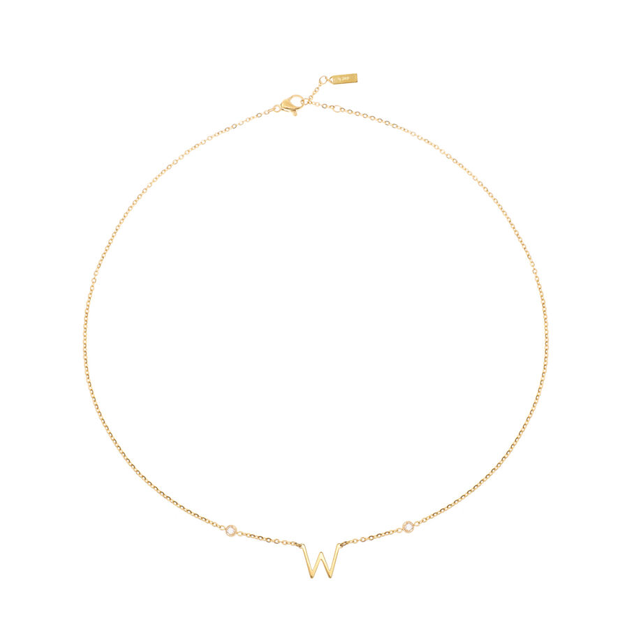 Collar corto LETTRE W - Cristal / Oro - Collares  | Agatha
