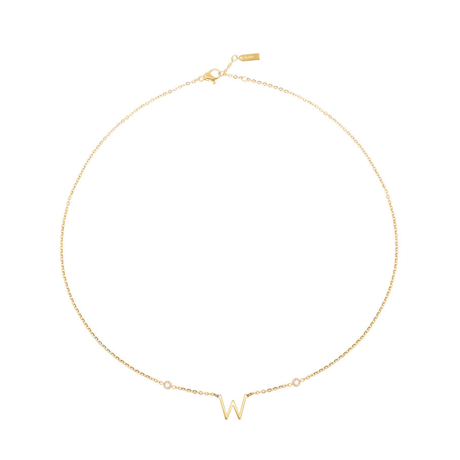 Collar corto LETTRE W - Cristal / Oro