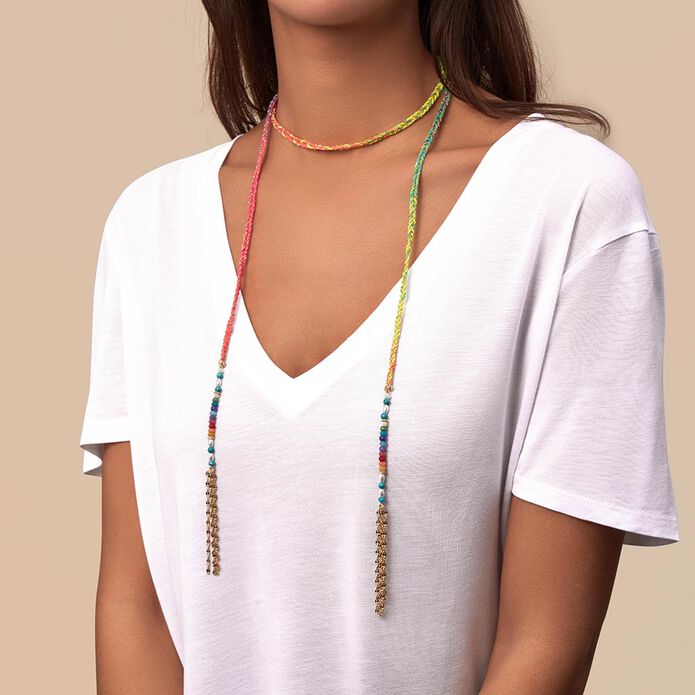 Collar largo ADICTION - Multicolor / Oro - Collares  | Agatha