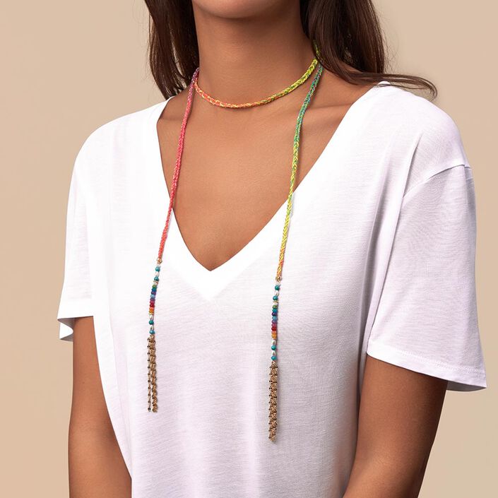 Collar largo ADICTION - Multicolor / Oro - Collares  | Agatha