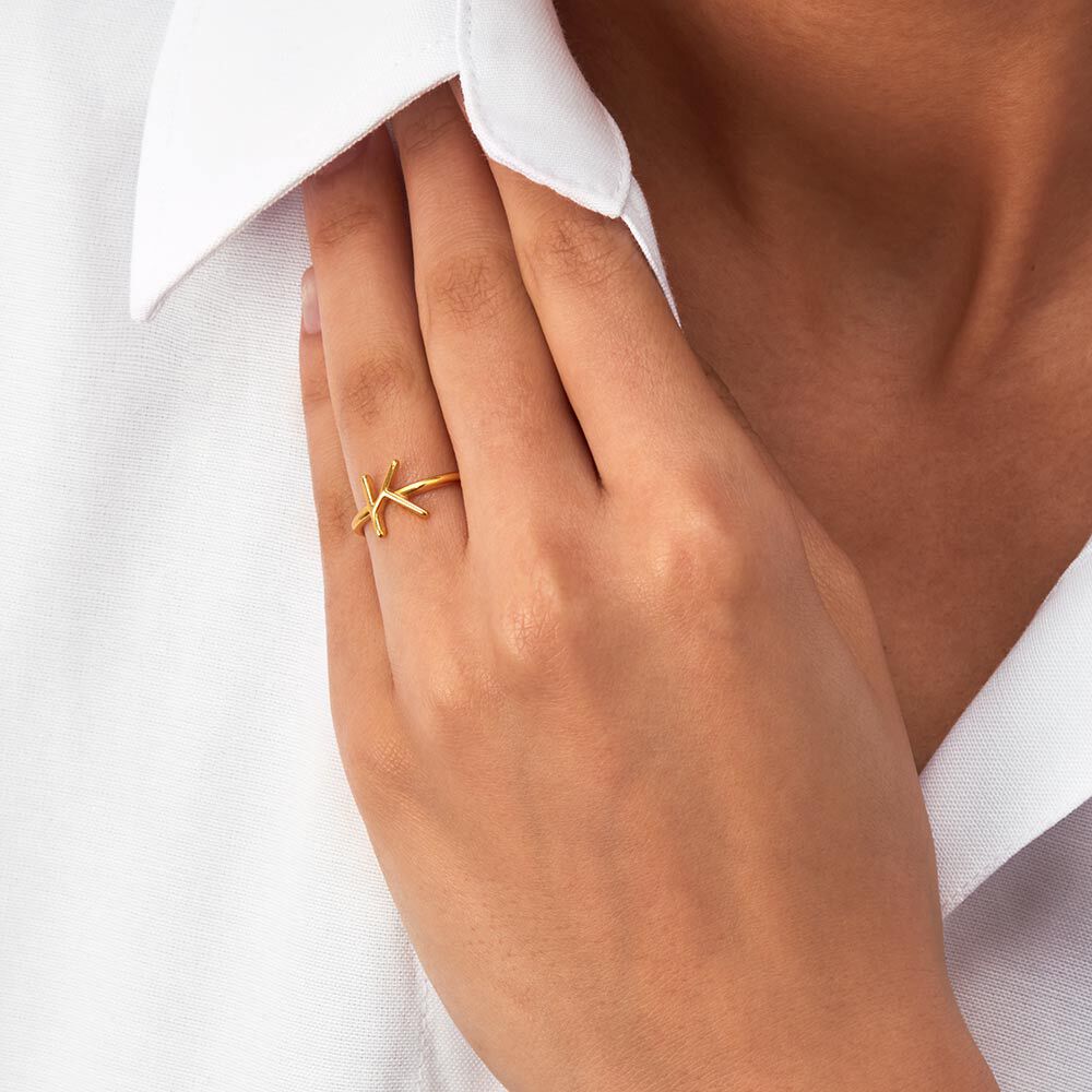 Anillo fino LETTRE K - Dorado - Anillos  | Agatha