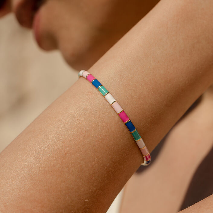 Pulsera rígida BONHEUR - Rosa/blanco/azul - Pulseras  | Agatha