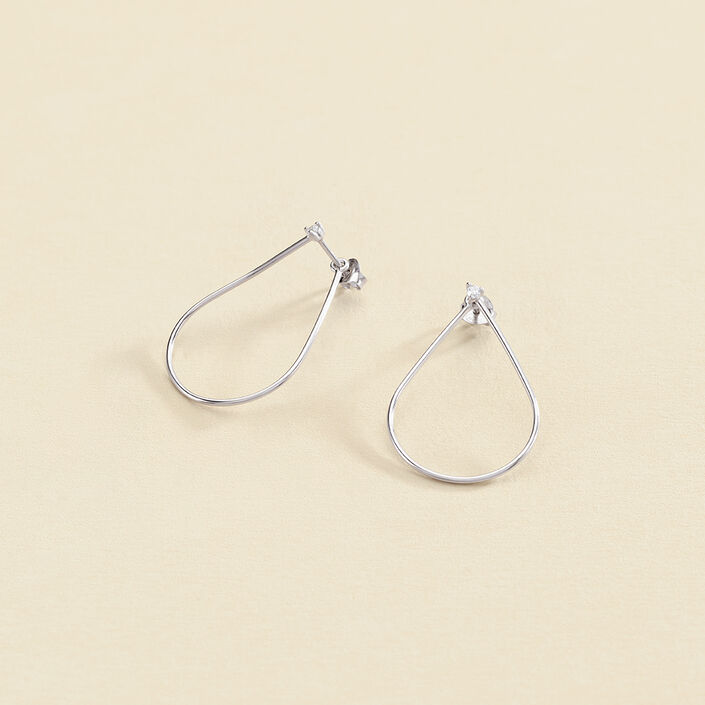 Pendientes largos LOOP - Cristal / Plateado - Pendientes  | Agatha