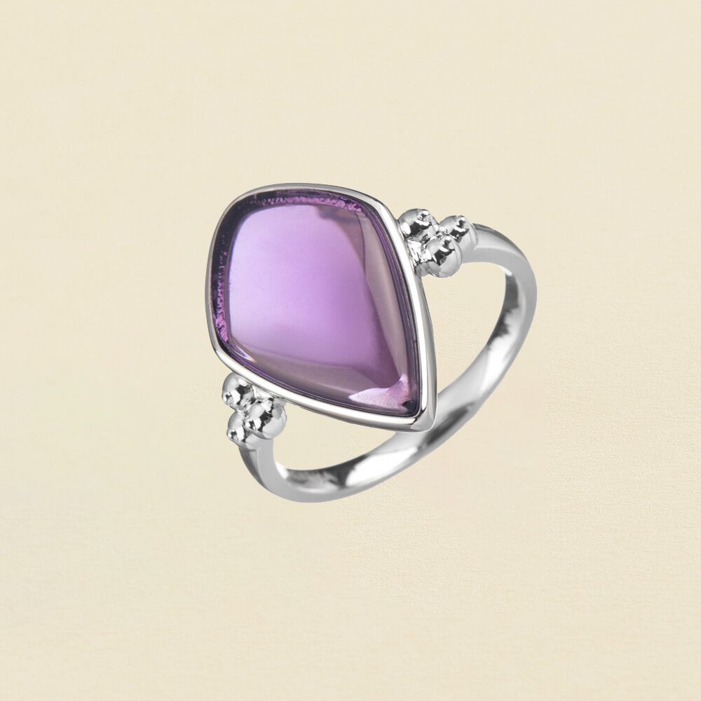 Anillo fino MOON Amatista Plata