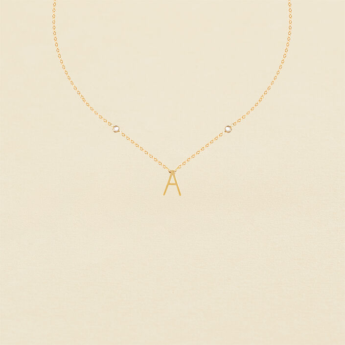 Collar corto LETTRE A - Cristal / Dorado - Collares  | Agatha