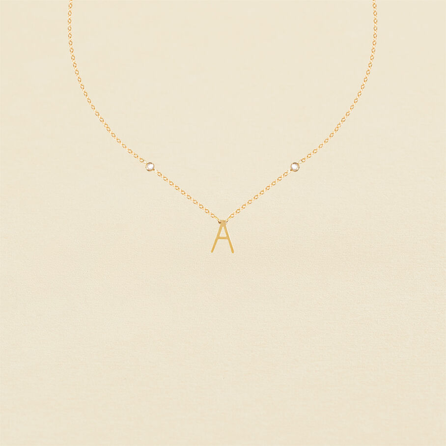 Collar corto LETTRE A - Cristal / Oro - Collares  | Agatha