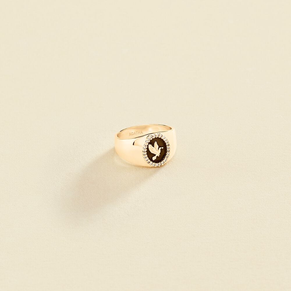 Anillo fino POMBO - Negro / Oro - Anillos  | Agatha