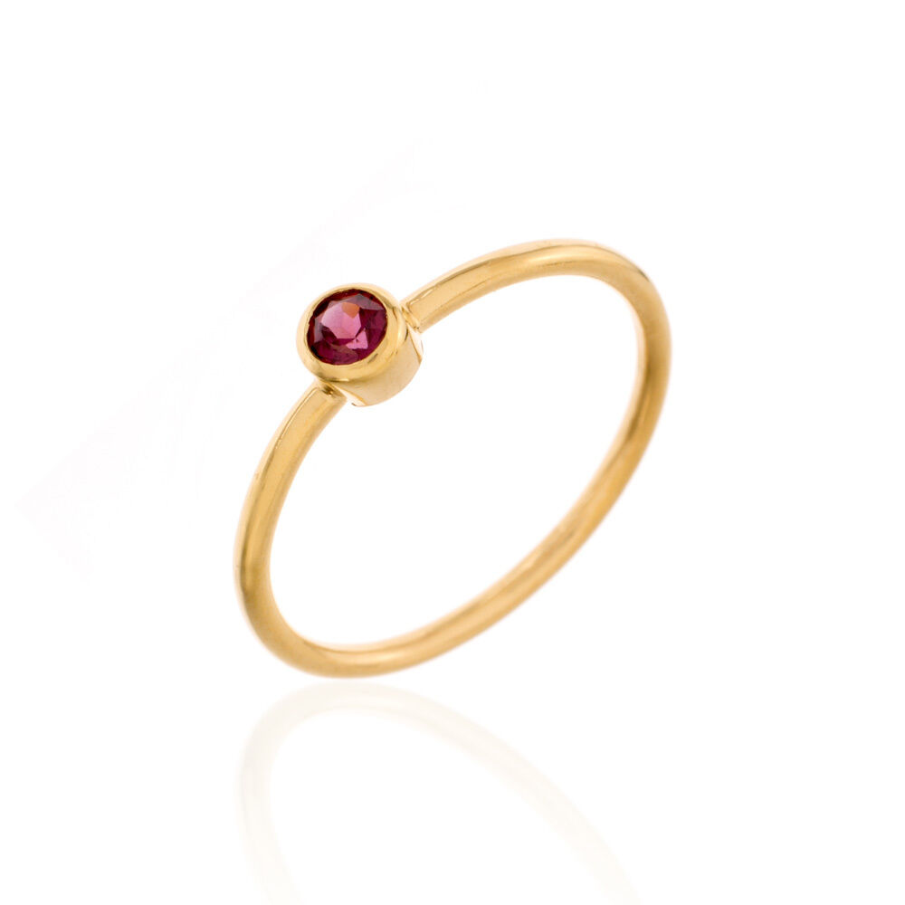 Anillo de caucho rojo con plata dorada en oro rosa y circonitas de Terero