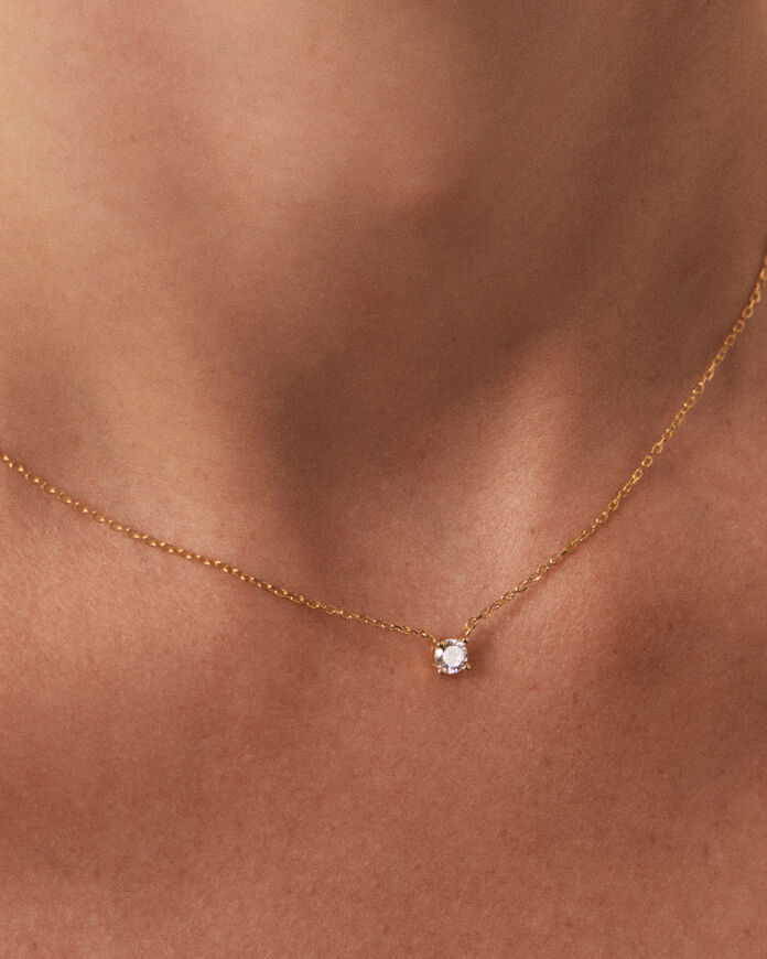 Collar corto SOLITARI - Cristal / Dorado - Collares  | Agatha